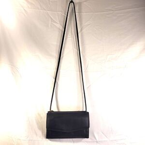 Vintage Fossil Black Pebbled Leather Trifold Wallet Crossbody Bag Phone Purse